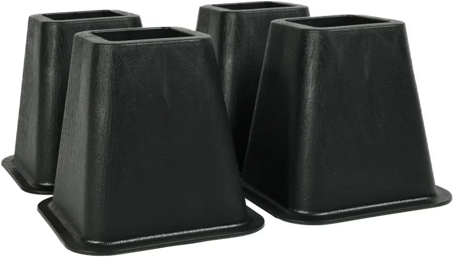 J&V TEXTILES Bed Furniture Risers - Elevation in 6 Inch Heavy Duty Risers for Sofa and Table - Supports up to 1,300 lbs - (Set of 4 Riser, Black)