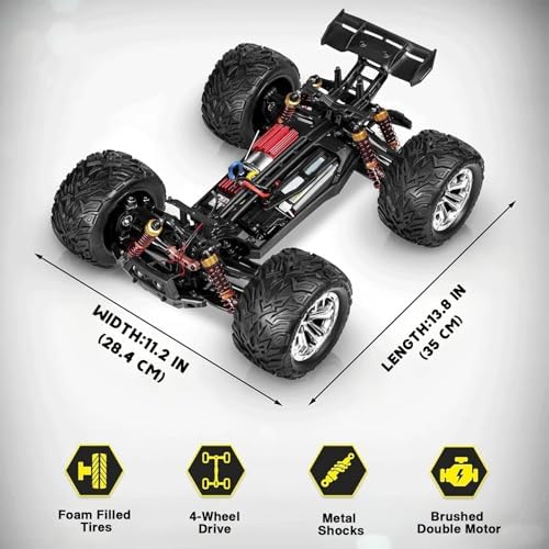 4x4 RC Cars for Adults 48kmh High-Speed - 1:12 Scale Large Waterproof Remote Control Truck, Offroad Electric Monster Car, 2 Batteries 30+ Min Play