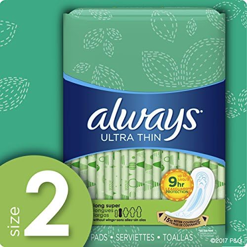 Always Ultra Thin Long Super Pads, 20 Count, (Pack of 2)