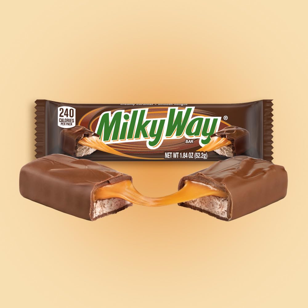 MILKY WAY Milk Chocolate Caramel Candy Bar, 1.84 oz | Full size chocolate candy bar with milk chocolate, caramel, smooth nougat