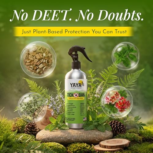 Yaya Organics All Natural Extra Strength Tick Repellent DEET Free - 4 Ounce Spray Bottle