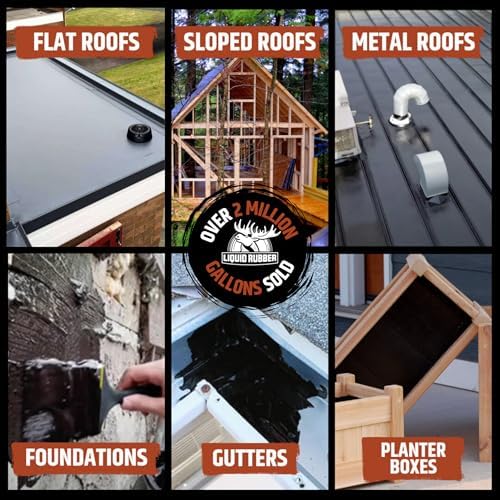 Liquid Rubber Waterproof Sealant - Roof & Gutter Coating, Black, 1 Quart | DIY Leak Repair Coating, Flexible Elastomeric Waterproofing Membrane for Flat & Low-Slope Roofs, Gutters, Concrete, Plywood