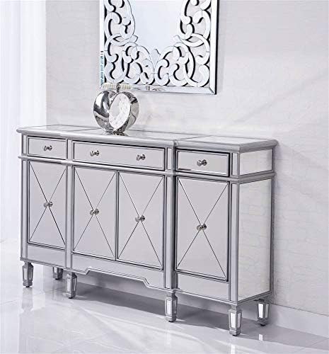 Elegant Lighting 3 Drawer 4 Door Cabinet in Silver Clear 60" x 14" x 36"