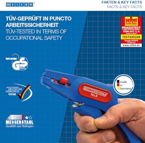 WEICON TOOLS Wire Stripper No. 5, automatic wire stripper 0.2-6 mm², wire stripper with side cutter up to 2 mm