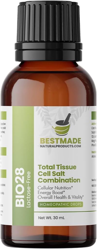 Bestmade Total Tissue Cell Salt Mineral Combination BIO28 - Helps Your Body Absorb and Use Nutrients, Increases Energy Levels, Helps Improve Sleep Patterns, Overall Health and Vitality, 350 Pellets