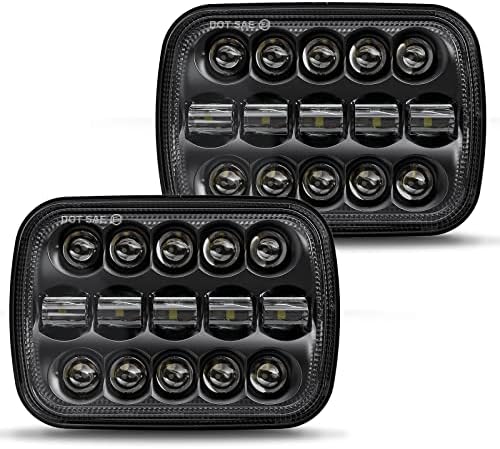 BICYACO 1 Pair 105W Rectangular 5x7/ 6x7 Inch Led Headlight High Low Beam Headlamp Compatible with Jeep Wrangler YJ Cherokee XJ Kenworth T300 1997-2010 Replacement H6054 H5054 H6054LL 69822 6052 6053