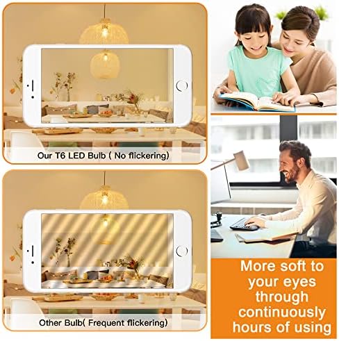12 Pack E12 LED Edison Bulbs, 4W Dimmable T6, 2700K Warm White | Equal 40W, Dimmable T6 T25 LED Bulb, 420lm, No flicker, Candelabra light bulb for Chandelier, Ceiling Fan, Not E26 Base