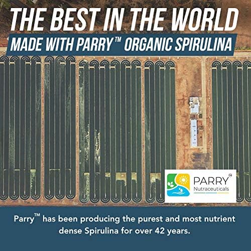 Organic Spirulina Powder – Made with Parry® Spirulina, Known for Superior Purity and Nutrient Density – Vegan Farming – Non-Irradiated – Blue-Green Algae Superfood Supplement – 75 Servings – 8 oz
