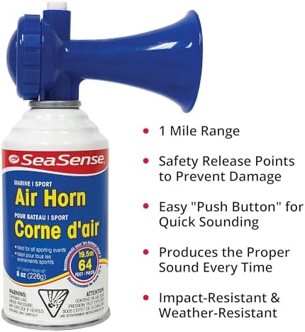 SeaSense Air Horn – Jumbo Size (8 oz), 127 dB – Loud 1 Mile Range, Meets EPA & USCG Standards – Great for Boat & Marine Safety
