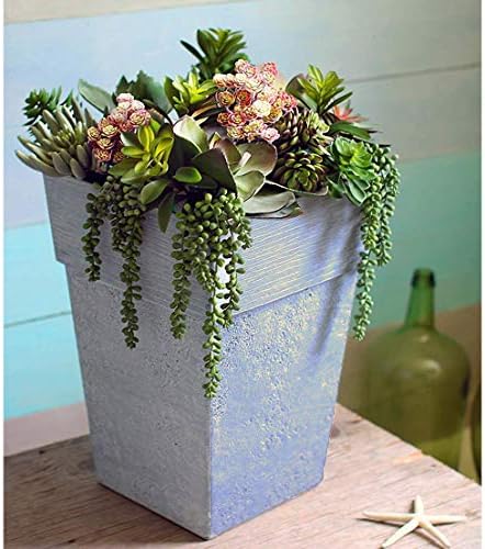 The HC Companies 18 Inch Avino Tall Square Planter - Decorative Indoor Outdoor Plant Pot for Front Porch, Deck, Patio and Home, Oxidized Black