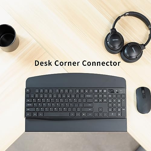 VIVO 17 inch Corner Desk Connector Platform for Mounting Under-Desk Keyboard Trays on L-Shaped Workstations, Black, DESK-AC07S