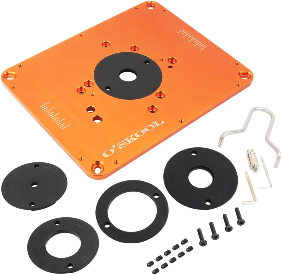 O'SKOOL Precision Aluminum Router Table Insert Plate | Router Templates With Pre-Drilled Adapt to Multiple Routers of Different Model, RTS02A