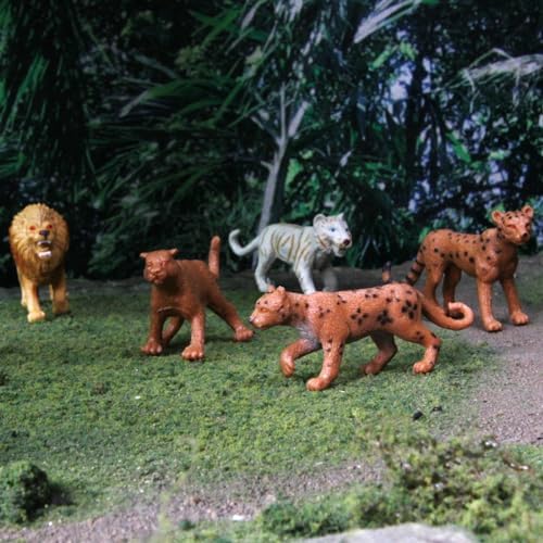 Safari Ltd. Big Cats TOOB - 9 Mini Figurines Including Lion, Tiger, White Tiger, Jaguar, Black Jaguar, Mountain Lion, Cheetah, Leopard