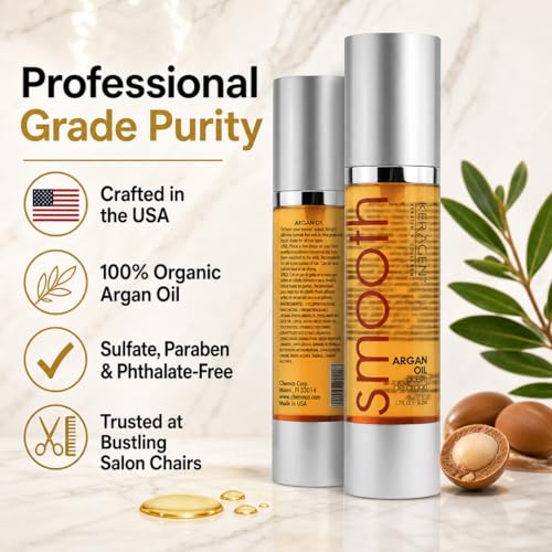 KERAGEN Heat Styling Hair Serum, Heat Protection Argan Oil, 1.7 oz | Organic argan oil, keratin and collagen support smoothening, softening and shine