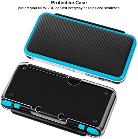 Hard Case Compatible New 2DS XL with 2 Packs Screen Protector, AFUNTA Anti-Scratch Crystal Clear Case