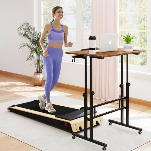 SIDUCAL Mobile Standing Desk, Portable Stand Up, Small Adjustable Converter with Wheels Home Office Workstation, Rolling Desk Laptop Cart for Standing or Sitting, Black