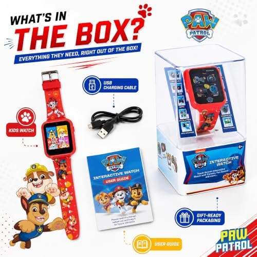 Accutime Paw Patrol Smart Watch with Camera for Kids and Toddlers - Interactive Smartwatch for Boys & Girls Featuring Games, Voice Recorder