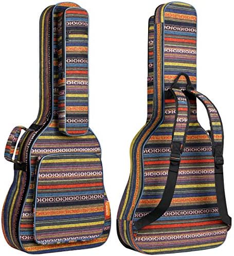 CAHAYA Acoustic Guitar Bag with Neck Cradle Bohemian Vintage Guitar Case 0.65in Thick Sponge Padded Guitar Case for 40 41 42 In Acoustic Classical