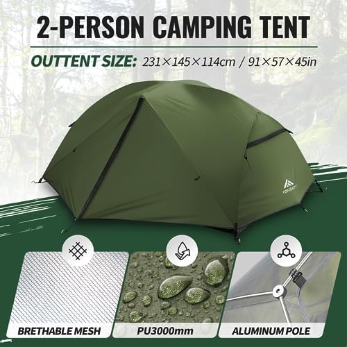 Forceatt Tent for 2 and 3 Person is Waterproof and Windproof, Camping Tent for 3 to 4 Seasons