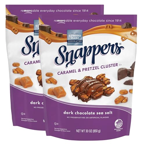 Edward Marc Snappers Sweet Caramel & Pretzels Cluster - Crunchy Pretzel Snack With Milk Chocolate For Adults And Kids - 6 oz (pack of 1)