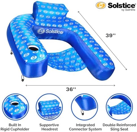 SWIMLINE Original Fabric Covered Inflatable Pool Lounger | with Comfortable Sling Seat, Back Rest, and Built in Cup Holder | for Pool, Beach, Lake, and More