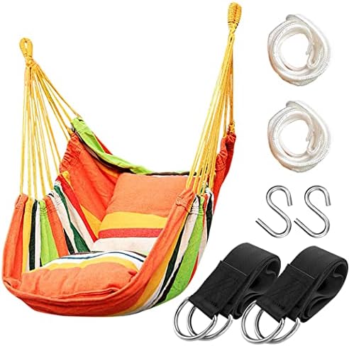 Hammock Chair Hanging Rope Swing Seat for Indoor Outdoor, Sturdy Cotton Weave Hammock Swing