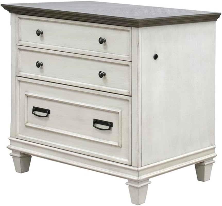 Hartford Wood Lateral File With Locking Legal/Letter File Drawer Black