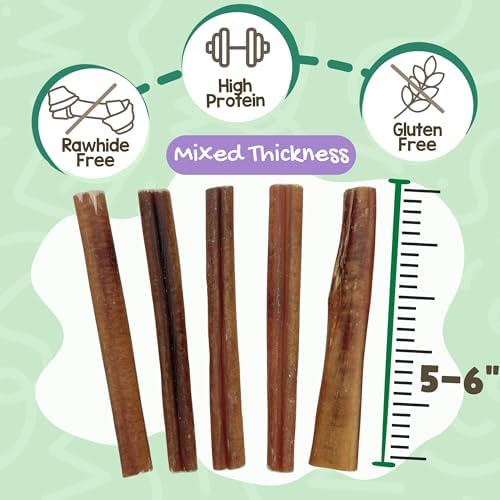 Nature Gnaws Bully Sticks 6" Long Lasting Rawhide Free Dog Chews, 8 oz