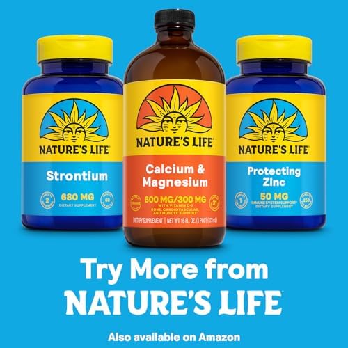NATURE'S LIFE Liquid Calcium Magnesium Supplement with Vitamin D 3 - Bone Health, Muscle, Heart Health and Immune Support - Natural Orange Flavor