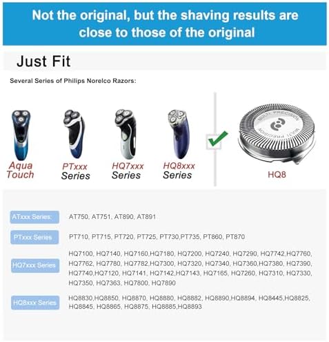 HQ8 Replacement Heads for Philips Norelco Shavers, HQ8 Blades, 3 PCS/Pack