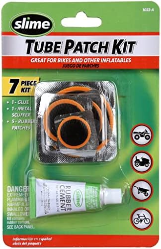 Slime 1022-A Tube Rubber Patch Kit, for Bikes and Other Inflatables, Contains, 5 Patches, Scuffer and Glue