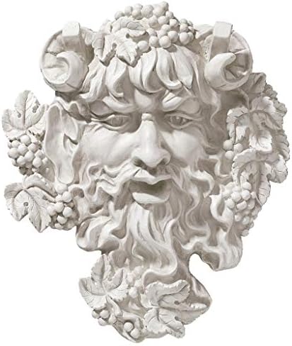 Design Toscano Bacchus, Grape Harvest Wine Greek Greenman Face Wall Sculpture, Medium, 12 inches tall, Cast Stone Resin, Antique Stone Finish