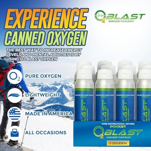 O2 Blast - 4L Portable Oxygen Can with Flip-Top Cap, Compact Design, 6-Pack