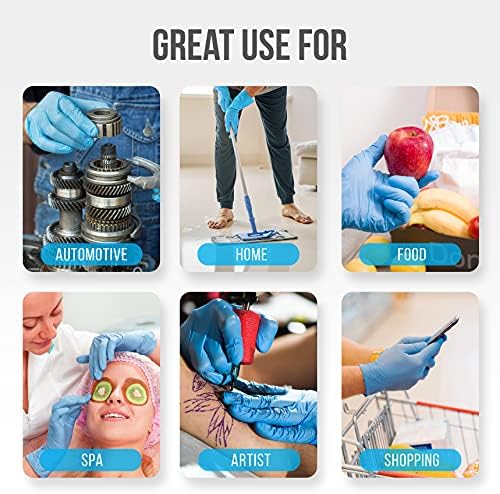 SereneLife 100 Pcs Nitrile Disposable Gloves - Soft Industrial Gloves, Vinyl Gloves Powder-Free, Latex-Free Protective Gloves, Soft and Comfortable