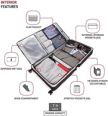 SwissGear 7895 Premium Rolling Garment Bag, Bonus Hanging Feature, Men's and Women's, 24-Inch Luggage - Black