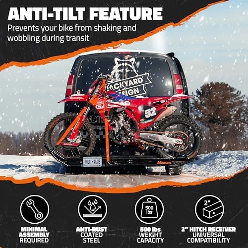 Mockins 500 Lbs. Capacity 73" Motorcycle Hitch Carrier with Loading Ramp