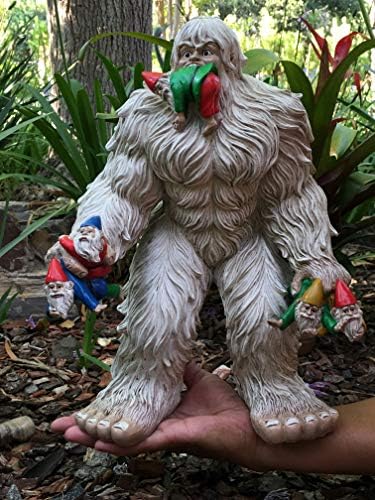 GlitZGlam Large Miniature Yeti and Gnomes for The Fairy Garden. A Large Gnome Figurine (13.25 Inch High) and a Fairy Garden Accessory