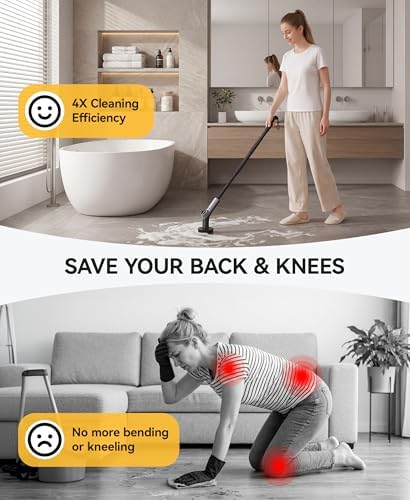 Electric Spin Scrubber for Bathroom, IPX7 Cordless Cleaning Brush with 6 Replaceable Brush Heads