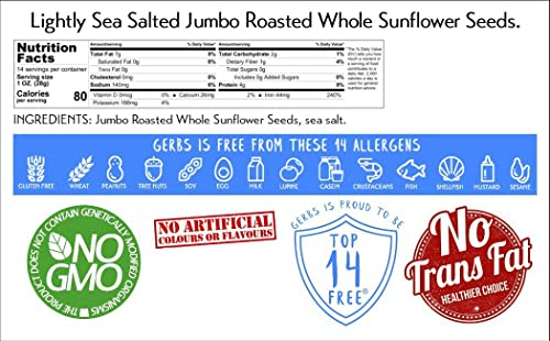 Lightly Sea Salted Sunflower Seed in Shell by Gerbs - 2 LBS - Top 11 Food Allergen Free & Non GMO - Premium Dry Roasted Seeds – COG USA | Small Batch, No Artificial Additives, Resealable Bag | Crack-and-Eat Crunchy Snack | Top 14 Allergen-Free