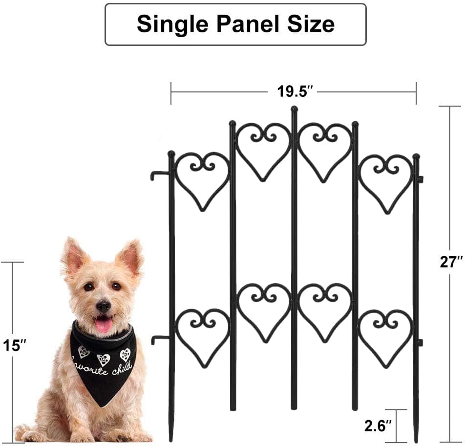 AMAGABELI GARDEN & HOME 5 Panels 32in(H)×10ft(L) Decorative Garden Fences and Borders for Dogs No Dig Rustproof Metal Fence Panels Garden Edging Border Animal Barrier Fencing for Flower Beds Black