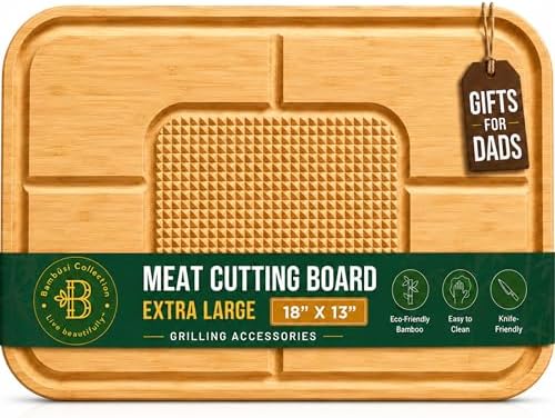 Wood Cutting Board for Kitchen - 1 Inch Thick Bamboo Wooden Chopping Board, Butcher Block Cutting Board with Juice Groove, Handles, Large Meat Cutting Board, Charcuterie Serving Board, 16 x 11