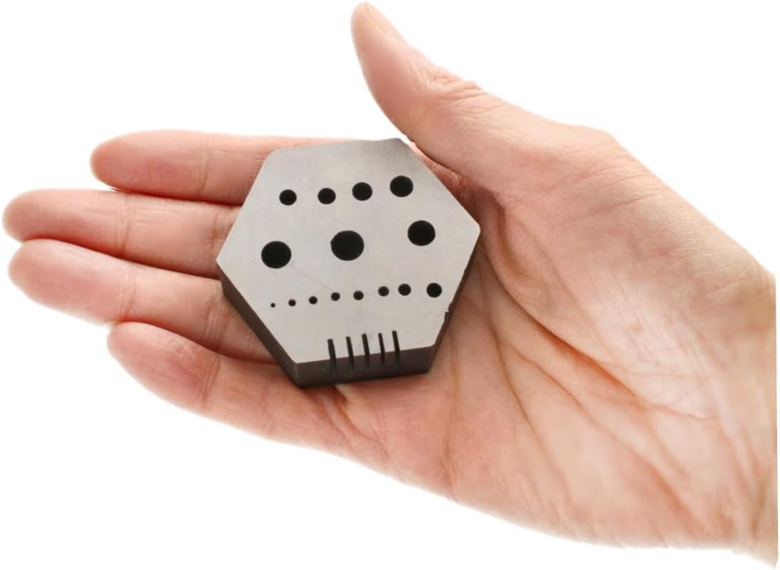 The Beadsmith Hex Anvil – 2” Hexagonal Steel Base – Includes 15 Holes 3/64” x 1/4” (1.2mm-6.4mm) and 5 Slots – Used for Riveting