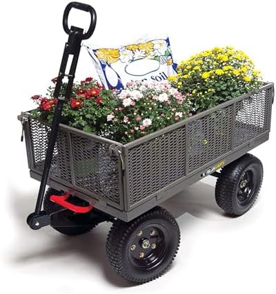 Gorilla Carts Steel Utility Garden Cart, 1200 lb. Capacity, 5 Cu Ft, Grey | 1