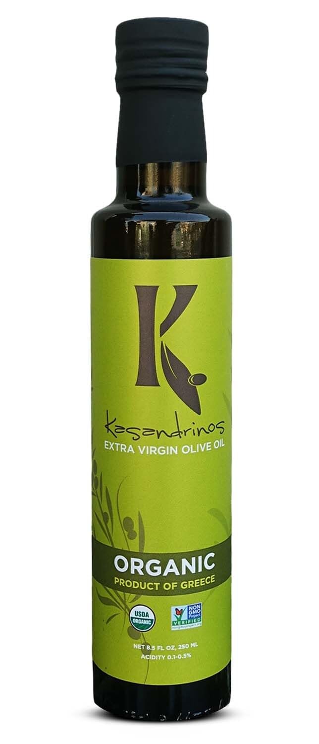 Kasandrinos Organic Olive Oil Extra Virgin, Polyphenol Rich Greek Olive Oil, 100% Organic First Cold Pressed, Mild + Delicate Flavor, Verified by Non GMO, 500 ml / 16.9 oz