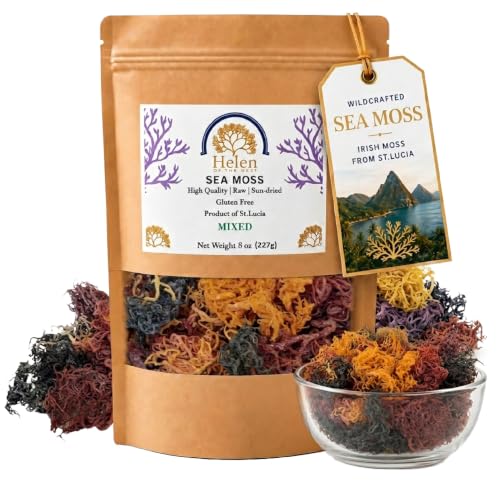 Wildcrafted Sea Moss | Gold - Purple - Green - Mixed | 100% Natural Irish Moss from St.Lucia | Mineral-Rich Superfood | 8oz Sun-Dried Moss | NO