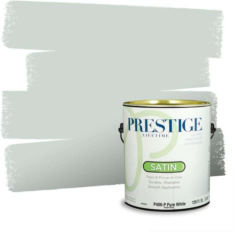PRESTIGE Paints Exterior Paint and Primer In One, 1-Gallon, Semi-Gloss, Comparable Match of Behr* Intercoastal Gray*