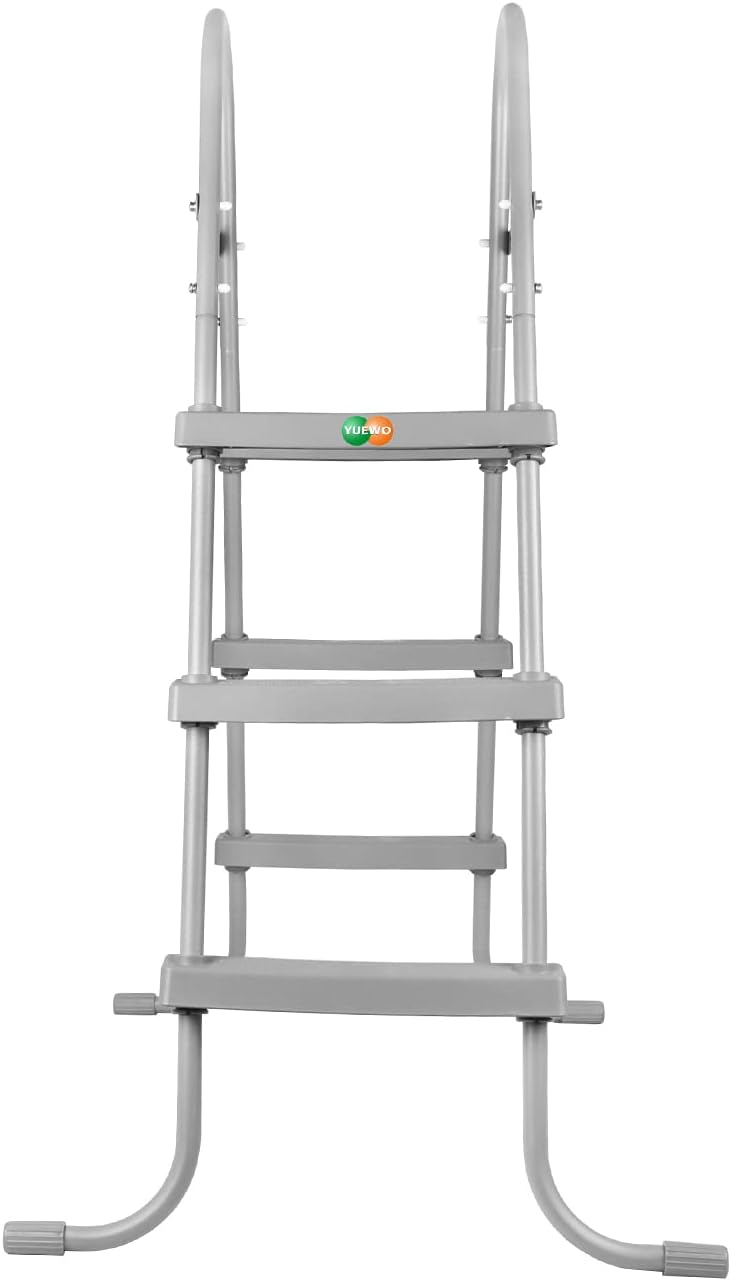 YUEWO 36" 2-Step Steel Frame Above Ground Swimming Pool Ladder with Non-Slip Plastic Steps for Entry and Exit System Swim Pools