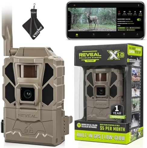 TACTACAM Reveal X Gen 3.0 Cellular Trail Camera - Multi Carrier, HD Photos & Videos, Pre-Installed Antenna, Built-in GPS, Best Battery Life, Low-Glow, Fast Trigger Speed + Cleaning Cloth | 2PK