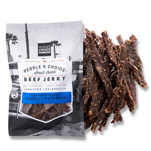 People's Choice Beef Jerky - Sweet & Smoky - Cowboy Peppered 16 oz Bag | 1 lb, 9g Protein Per Serving, Low Sodium, Strip Cut, Made In USA