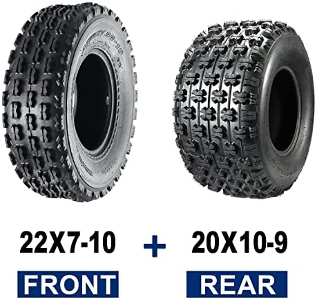 MaxAuto Set of 4 Sport ATV Tires 22x7-10 Front & 20x10-9 Rear UTV Tires 4PR 22x7x10 ATV Quad -Tire - 10077/10081, 4 Pack in 2 Packages
